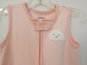 Carter's ~ SleepSack Wearable Blanket-Size Sml 0- 3Mo* Pink & White w/Cloud Appl - Picture 1 of 9