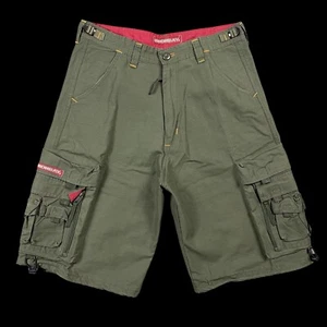Pantalones Cortos Carga Sueltos Años 90 Y2K Verde Ejército Pierna Ancha Grunge Skate Rave Cyber Talla 32 De Colección - Imagen 1 de 20