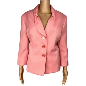 LE SUIT 1PC Coral Polyester Lined Shawl Collar Cocktail Career Blazer Size 16 - Picture 1 of 6
