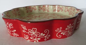 Temptations geriffelte Backform mit gewelltem Rand tiefe Kuchenform Blumenspitze rot rund - Bild 1 von 8