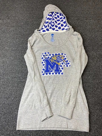 Memphis Tigers NCAA Womens Hoodie Blue Gray Polka Dot Kangaroo Pocket Cover