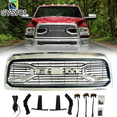 Grille For 2013 2014 2015 2016 2017 2018 Ram 2500 3500 Chrome Grill W/Lights - Image 1 of 4