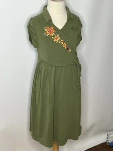 Gymboree Girls Green Floral Embroidered Faux Wrap Dress Size 9 - Picture 1 of 3