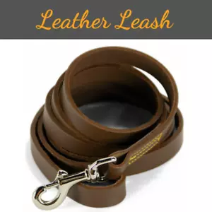 More details for pet dog leash heavy duty leather lead 5 ft long for walking/training large dogs 