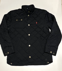 Polo Ralph Lauren Black Quilted Puffer Jacket Boy's L(14-16) Red Pony - Picture 1 of 18