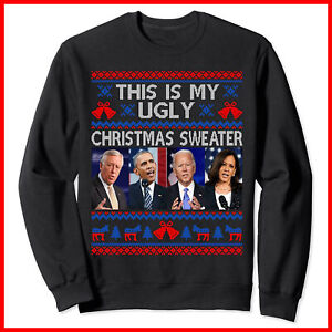 Funny Anti Joe Biden This Is My Christmas Xmas Ugly Sweater Sweatshirt S-5XL