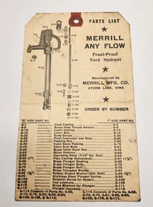 Merrill Any Flow Parts List & Instructions Merrill MFG CO. Storm Lake, Iowa - Picture 1 of 3