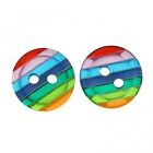 Buttons in Striped Multi Colors - 12mm - 2 Hole - Small Assorted Acrylic Buttons