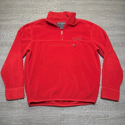 Polo Deportivo Ralph Lauren Pullover Polar 1/4 Cremallera Rojo Para Hombre Mediano Polartec Foto 1 de 4