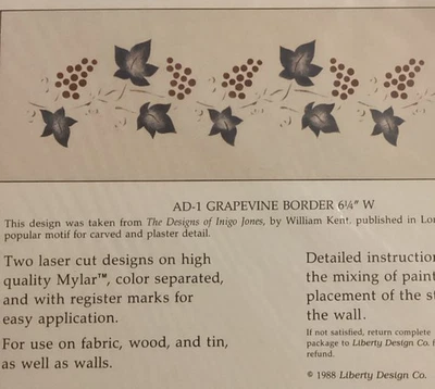Liberty Design Co. Traditional Stencils - GRAPEVINE BORDER - 6" Wide - Image 1 of 4