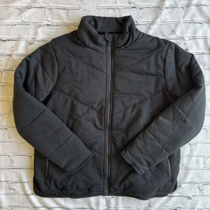 THREE DOTS Women's Black Jacket Size Large Full Zip Quilted Knit Cozy Minimalist - Picture 1 of 12