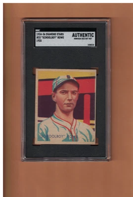 SCHOOLBOY ROWE 1934 -1936 DIAMOND STARS BASEBALL CARD #33 1935 SGC AUTHENTIC - Image 1 of 2