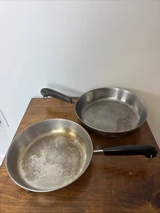 "Lote de 2 sartenes de acero inoxidable revestidas de cobre Revere Ware 1801 de colección 10""" - Imagen 1 de 14