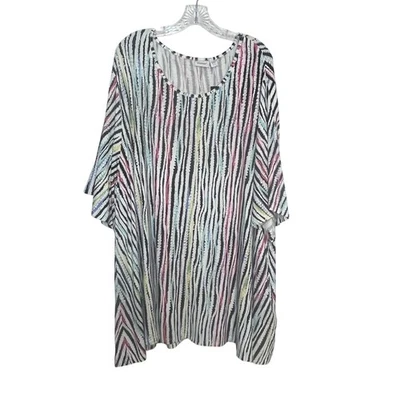 Avenue Flut Sleeve Shirt Blouse Womens 30/32 Spirit Stripe Print New - Image 1 of 4