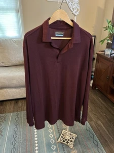 PGA Tour Mens XLT Maroon Purple Long Sleeve Polyester Performance Polo Shirt - Picture 1 of 5