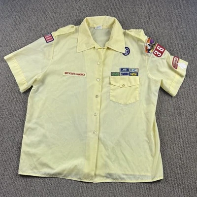 VTG Boy Scouts Of America Womens 18 Uniform Shirt Short Sleeve Blouse Yellow - Image 1 of 4