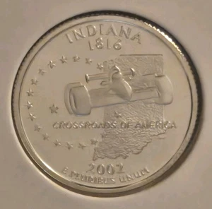 2002 S Indiana State Quarter 90% Proof Silver Deep Cameo Gem  - Picture 1 of 2