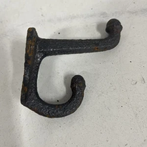 Vintage Cast Iron Double Coat Hat Hook Hanger Acorn Ends - 3.25" x 3" - Picture 1 of 6
