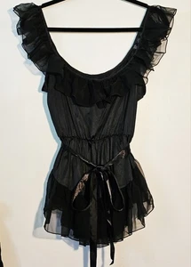 Vintage Lady Cameo Couture Dallas Babydoll Lingerie, XLarge Black Lace, Orig Pkg - Picture 1 of 8