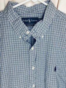 Camisa a cuadros Polo Ralph Lauren clásica azul negro blanco talla XXL 2XL poni marino de colección - Imagen 1 de 4