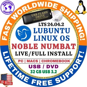 Lubuntu Linux OS LTS 24.04.2 Noble Numbat LIVE BOOT / INSTALL, MAC & PC - Bild 1 von 3