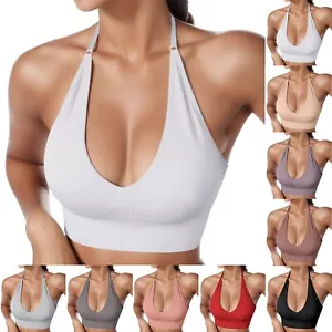 Damen Neckholder-Sport-BH, rückenfrei, tiefer V-Ausschnitt, Sport-Bustier, - Bild 1 von 51