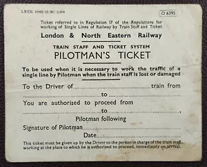 1936 LNER Train Staff & Ticket System Pilotman’s Ticket – Rare Railway Ephemera - Picture 1 of 1