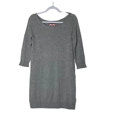 Vestido Suéter Y2K Juicy Couture Gris 100% Cachemira Mangas 3/4 Suave Acogedor Talla M Foto 1 de 4