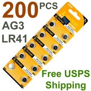 200 PCS LR41 AG3 392 LR736 1.5V Alkaline Battery for Watch Remote US Free ship - Picture 1 of 3