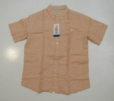 Weatherproof Vintage Orange White Stripe S/S Linen Shirt Sz Large Mens NWT - Image 1 of 3