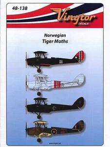 VTH48-138 Vingtor Decals 1:48 Norwegian de Havilland DH.82a Tiger Moth - Picture 1 of 5