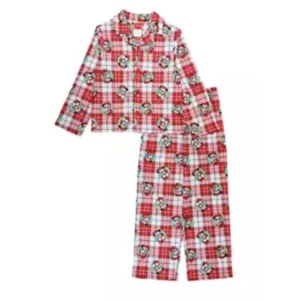 NWT Disney Boys Red Plaid Mickey Mouse Holiday Pajama Set Gift Stocking Stuffer - Picture 1 of 10