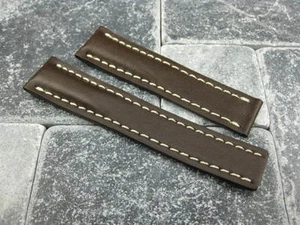 22mm Calf Leather Strap Brown Deployment Watch Band for BREITLING NAVITIMER 22 - Picture 1 of 5