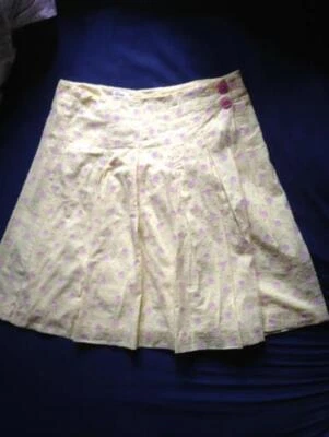 Falda LILLY PULITZER Amarilla con Rosa Floral Detalle de Ojales 100% Algodón Talla 10 Foto 1 de 3