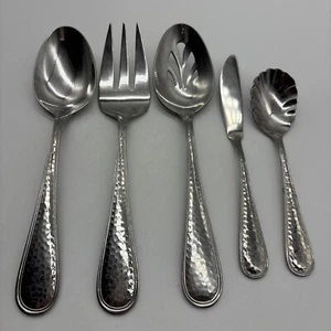 Reed & Barton Dorado Hammered Stainless 18/8 Flatware Serving Set Of 5 - Picture 1 of 11