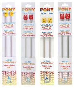 Pony Children's Knitting Needles Aluminium Knit Pins Short 18cm x 3.25mm - 4.5mm