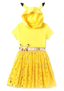 Girls POKEMON Pikachu yellow tulle hooded dress 14 16 NWT tutu costume outfit - Picture 1 of 4
