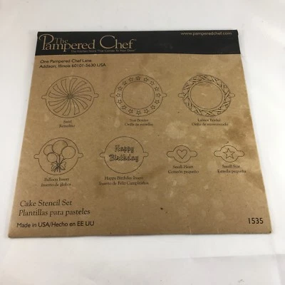  Pampered Chef Cake Stencil Set 7 Assorted Stencils - Image 1 of 4