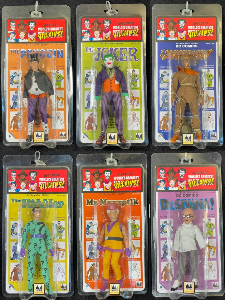 2015 Figuras Toy Co MEGO STYLE Worlds Greatest Villains CONJUNTO DE 6 figuras de acción Foto 1 de 4