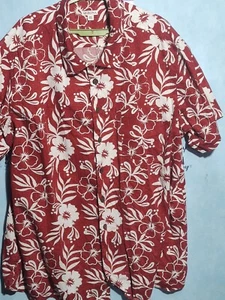 Merona Men's  Hawaiian Shirt Size XXL Red/White 100%Cotton Floral Tropical - Picture 1 of 10