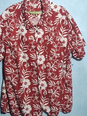 Merona Men's  Hawaiian Shirt Size XXL Red/White 100%Cotton Floral Tropical - Image 1 of 4