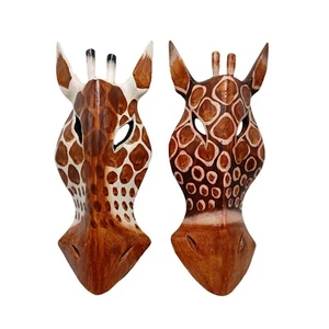 Juego de Máscaras de Madera Blanco Marrón Cabeza de Jirafa Animal Safari Decoración de Pared Percha Nº18 - Imagen 1 de 13