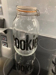 Vintage 3L COOKIE glass JAR with bale hinged lid - Picture 1 of 4
