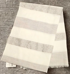 Ann Taylor Loft Schal XL 22x70 Herbst Winter klassisch creme Pailletten Schimmer elfenbein - Bild 1 von 5