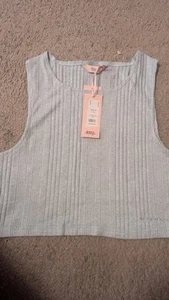 BOUX AVENUE BOUX LOUNGE LIGHT BLUE RIBBED CROP TOP BNWOT SIZE UK 14 - Picture 1 of 3