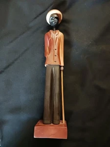 Tall Charming man with Cane Wood Carved Statue - Picture 1 of 3