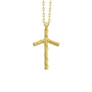 Grapevine Cross in Gold Plated 925k Silver Necklace for Faith Gift - Picture 1 of 9