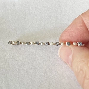 Antike Nachlass 10K Goldbarren Anstecknadel mit Saphiren & Saatperlen - Bild 1 von 11