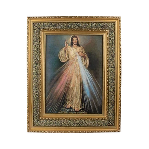 Mrcjsales: Divine Mercy Cloth Frame | Elegant Double Frame | Religious Home Deco - Picture 1 of 3