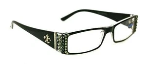 The French, (Bling) (Fleur De Lis) Women Reading Glasses W (Black Diamond, Hemat - Picture 1 of 4